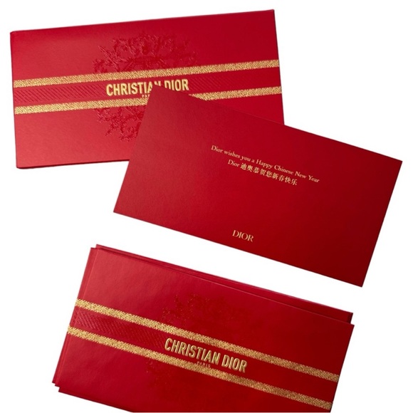 DIOR CHRISTIAN DIOR LUNAR NEW YEAR SET OF 8 ENVELOPES NEW RED - Picture 3 of 4
